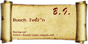 Busch Iván névjegykártya